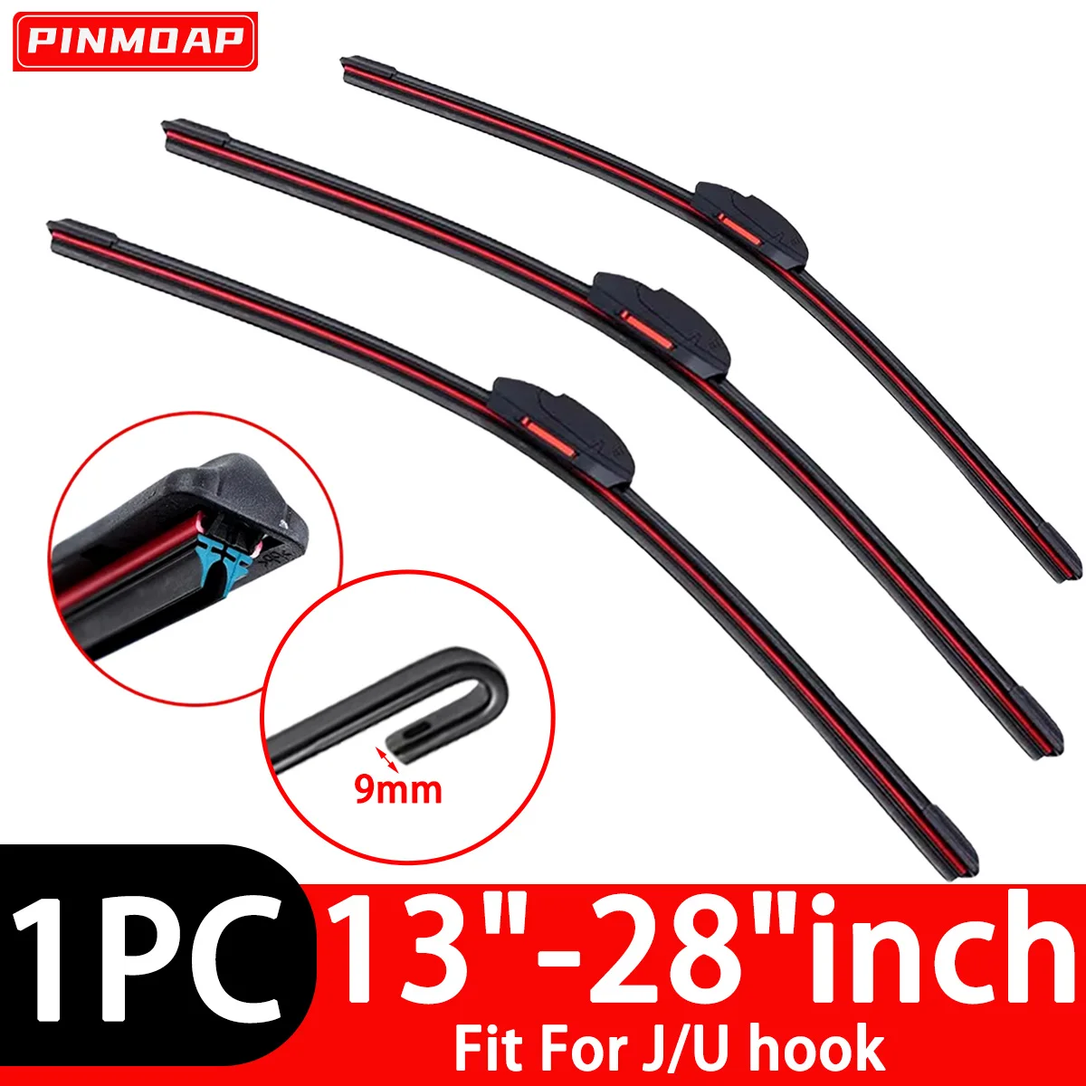 Auto Scheibenwischerblätter Universal J/U Haken Dual Gummistreifen Scheibenwischer 13"14"16"18"19"20"21"22"24"26"28" Automotive Teile