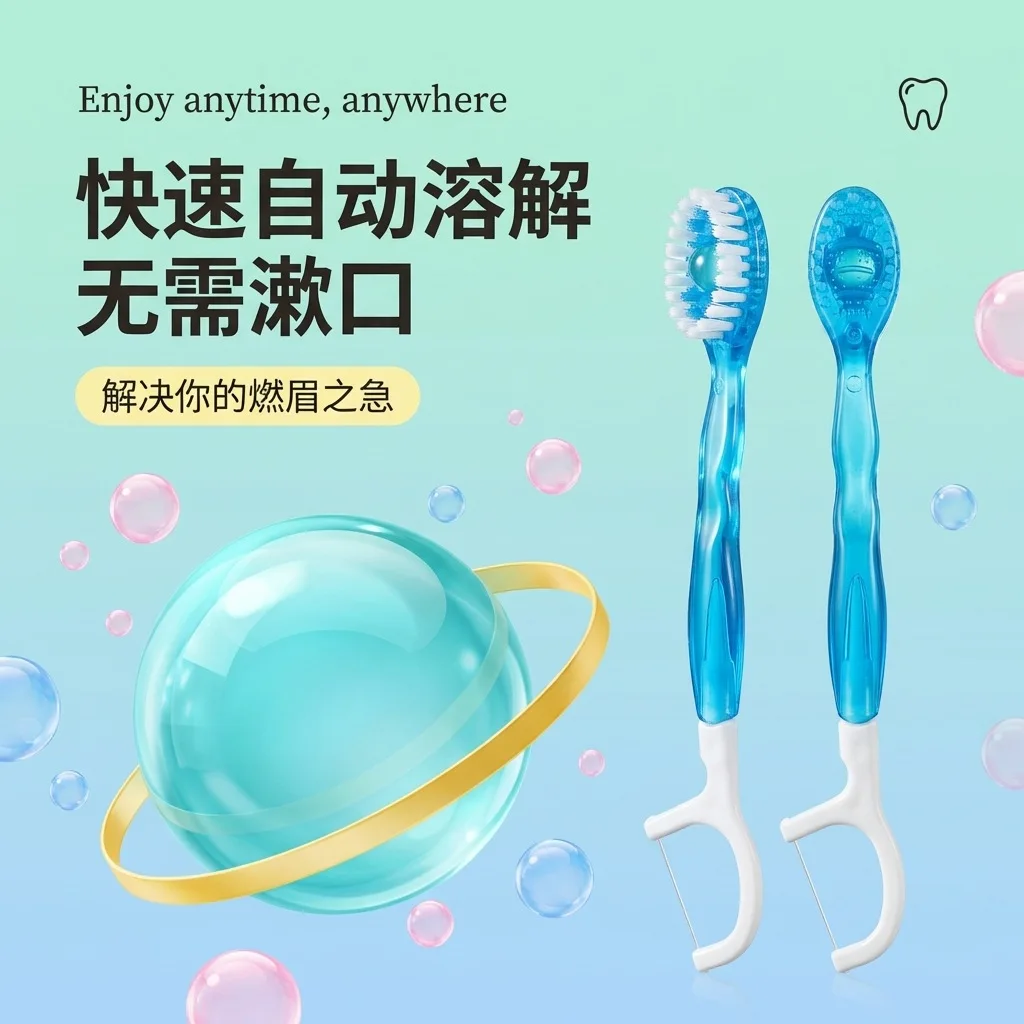 Disposable toothbrush four-in-one multi-functional bead toothbrush independent portable toothbrush