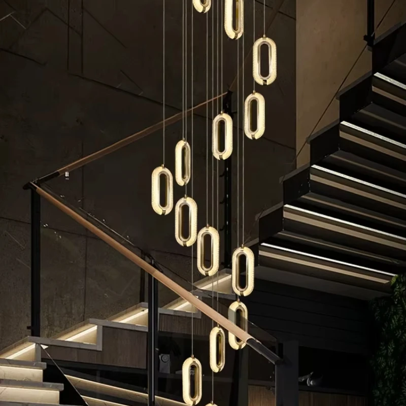 Indoor Home Office Staircase Small Modern Aluminum Fixture Hang Lamp Circle Led Round Ring Pendant Light image 5