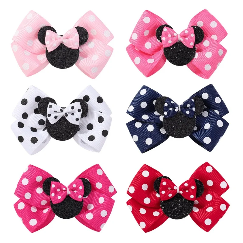 Pinces à cheveux avec nœud à pois pour filles, 2 pièces/ensemble, épingles à cheveux de dessin animé pour tout-petits, accessoires pour cheveux Boutique pour bébé