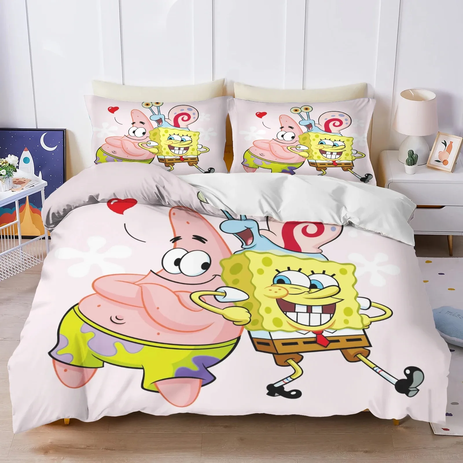 

Комплект постельного белья Spongebob Twin с милым принтом и мультяшным пододеяльником, пододеяльник, комплекты одеял Queen
