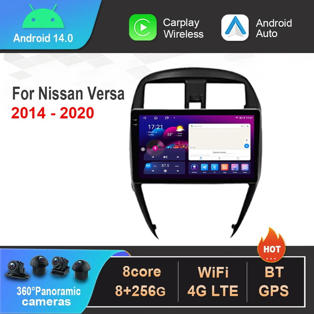 

Car Radio Multimedia Player 10.1 inch for Nissan Versa 2014 - 2020 Android 14 BT 4G DSP Stereo Navi GPS WIFI IPS Touch Screen