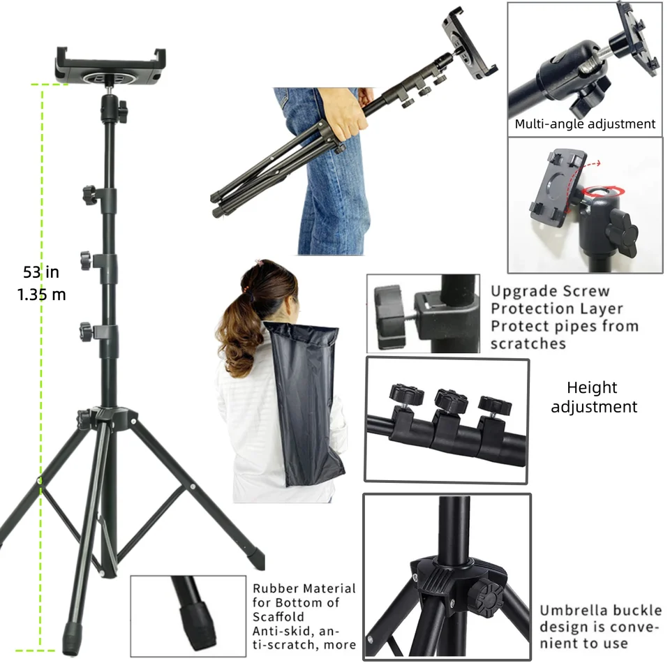 Treppiede Da Pavimento Regolabile Per Tablet 4.7-11 Pollici – Universale, Resistente