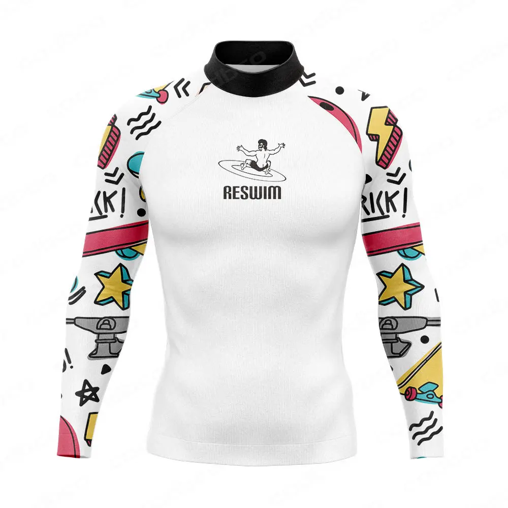 New Men's Rash Guards Swimsuit Long Sleeve Surf Swim T-Shirts Summer Swimming Beach Tight Surfing Clothes UV Protection Shirt image 4