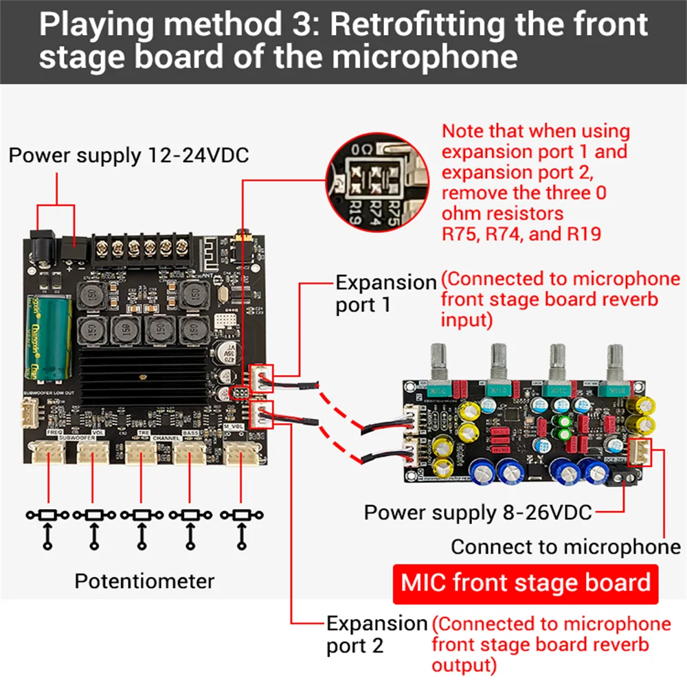 ZK-TB21F 50W*2+100W Bluetooth Digital Audio Amplifier Board TPA3116D2 2.1 Channel Stereo Sound AMP Module Preamp Tone Adjustment