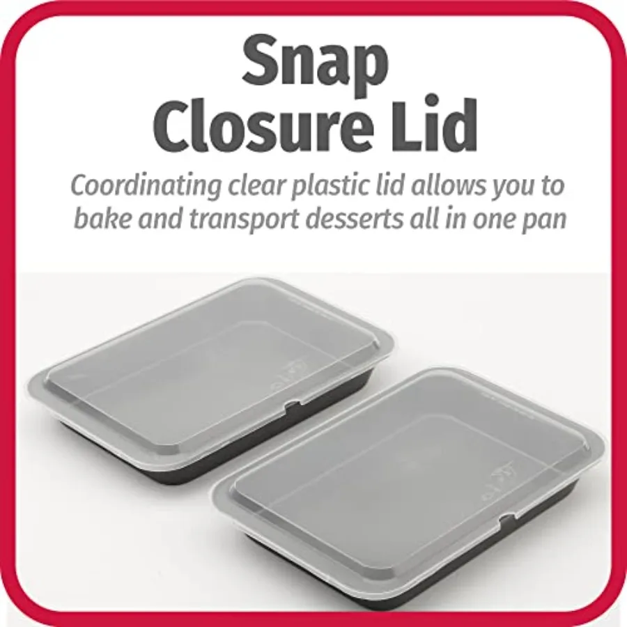 Set di 2 teglie per torte in acciaio antiaderente 13 x 9 con coperture per uso domestico in panetteria Durevole e facile da pulire Ideale per torte Marrone