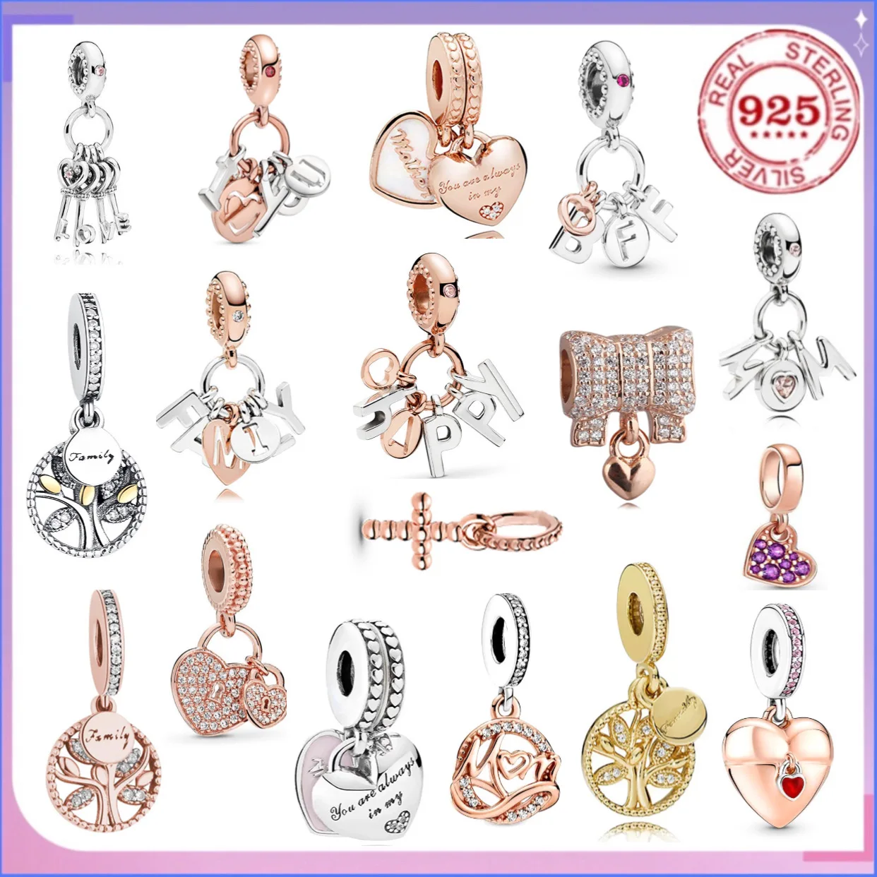 

Fashionable 925% sterling silver warm family tree charming pendant for mom and boy original DIY bracelet for women jewelry