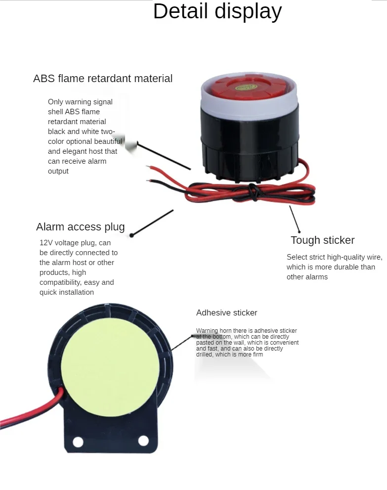 有線ミニホーンサイレン,ホームセキュリティ用,サウンドシステム,盗難防止アラーム,耐久性のあるセキュリティアラーム,DC 12v,105db