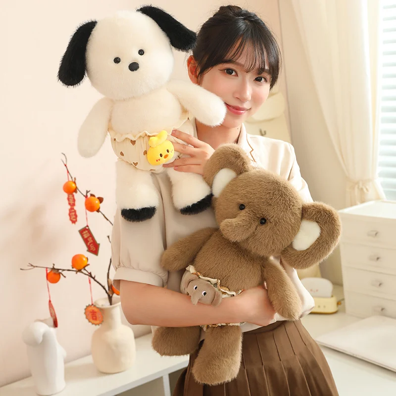 4 Kinds Super Cute Cartoon Animals Plush Toys Soft Fluffy Huggable Sheep Doggy Elephant Doll Gentel Warm Companion For Kids