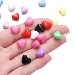 50pcs/lot 10mm Colourful Heart Shape Acrylic Loose Spacer Beads for Jewelry Making DIY Handmade Accessories
