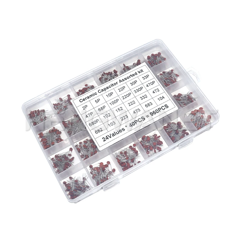 Kit de Capacitores Cerâmicos 2pF-0.1uF, Componentes Eletrônicos, Kit Sortido de Capacitores, Amostras de IC, DIY