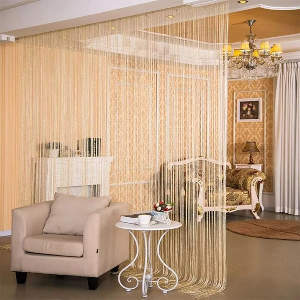 New 100x200cm Door String Curtain Glitter Shiny String Curtain Flash Line Straight Line Curtain Valance Room