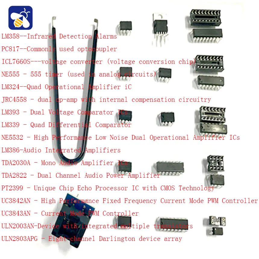 150PCS Commonly Used IC Combination Kit Free Clips and Burner Block electronic home appliance daily maintenance LM358 NE555LM386