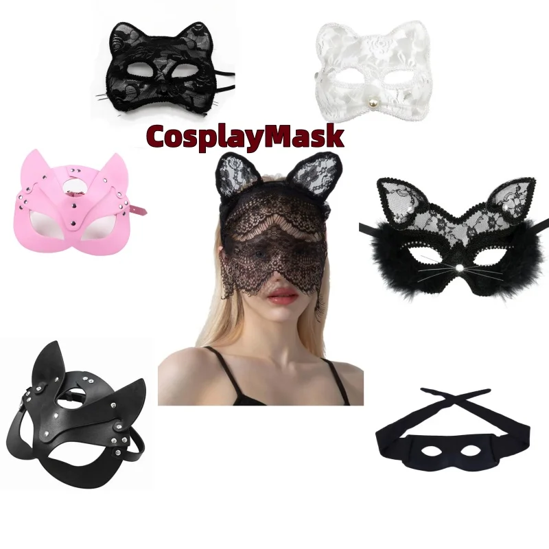 Sexy feminino rendas máscara de gato meia face raposa animal cosplay máscara festa de halloween masquerade bola fantasia máscaras cosplay acessórios