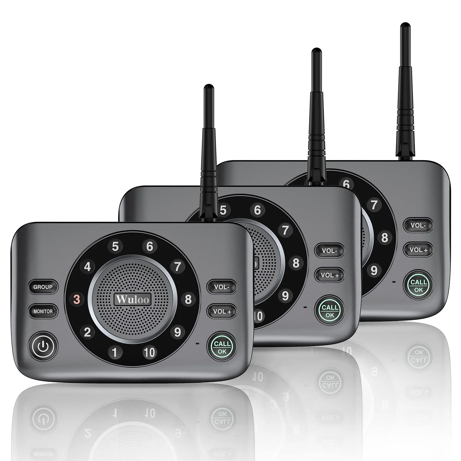 Wuloo 10-Channel Call Hands-Free Full Duplex Wireless Intercoms for Home Business Room to Room Two Way Intercom Communication
