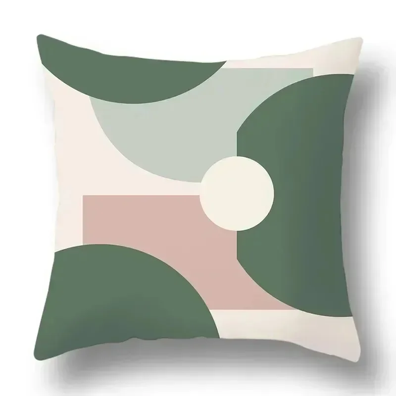 Simple Green Car Ornaments Office Living Room Home Pillowcase Geometric Pattern Pillowcase