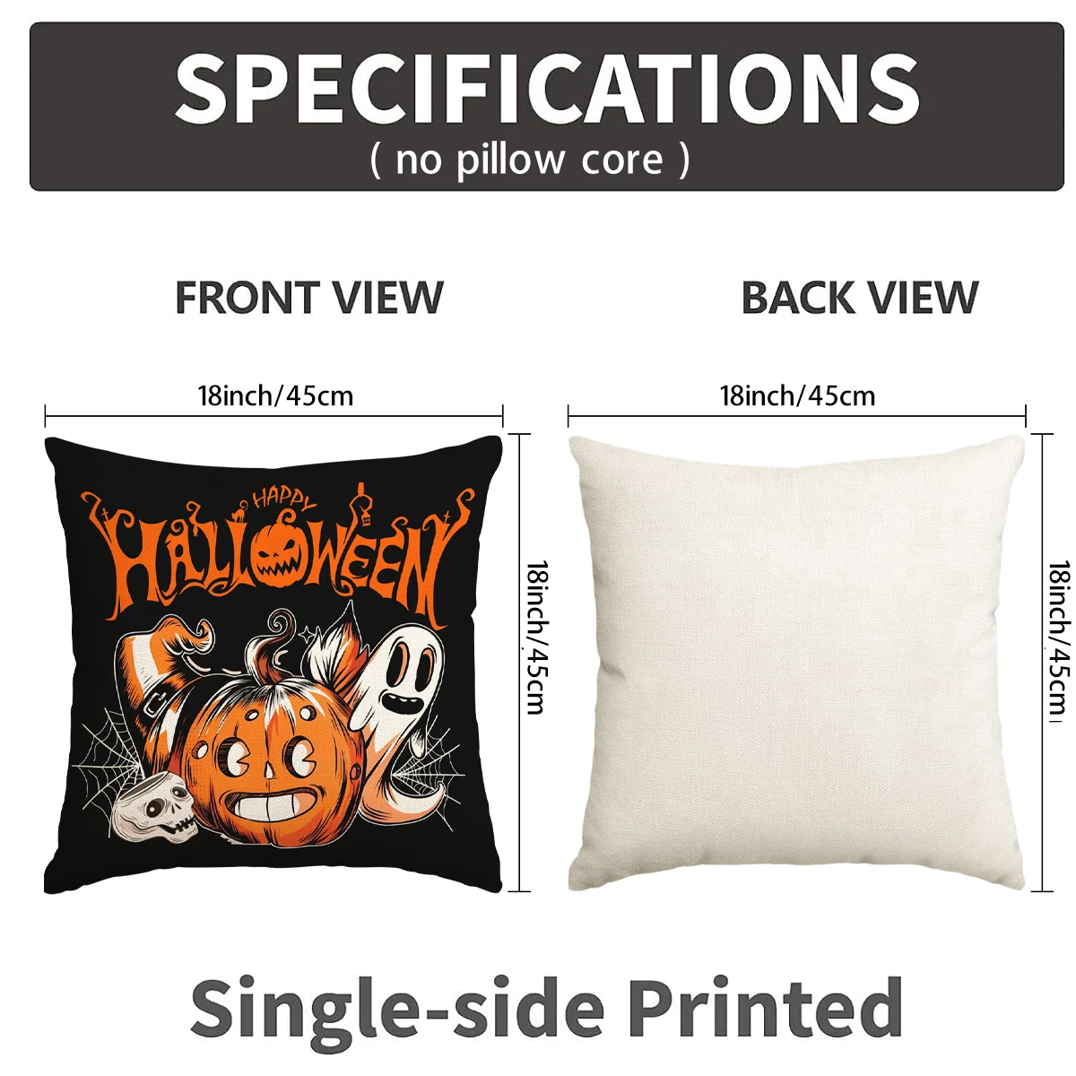 1/4pcs Halloween Pillow Cover, Spider Web, Witch Castle, Pumpkin Pattern Printed Backrest Cover, Halloween Sofa Decoration,