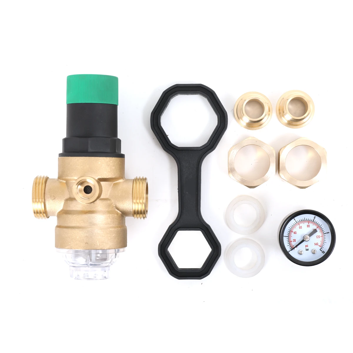 Wasserdruckminderer DN15/DN25 Wasserdruckregelventil Messing Druckminderventil mit Manometer Mesh Filter – Detail 7