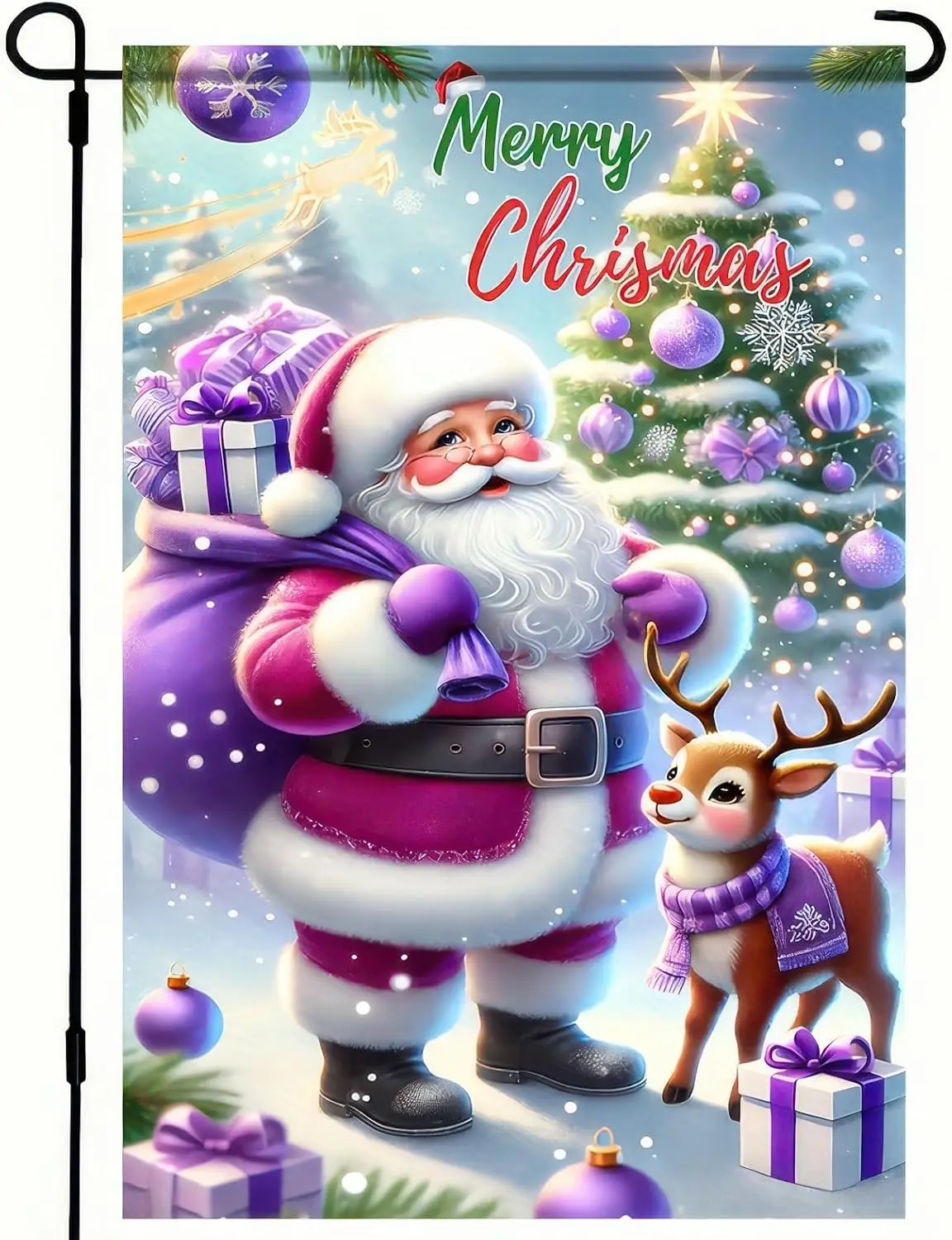 BlissYard Christmas Garden Flag Santa Claus Garden Flag 12x18 Double Sided Xmas Santa Claus Deer Yard Flag Winter Holiday Fa zzo