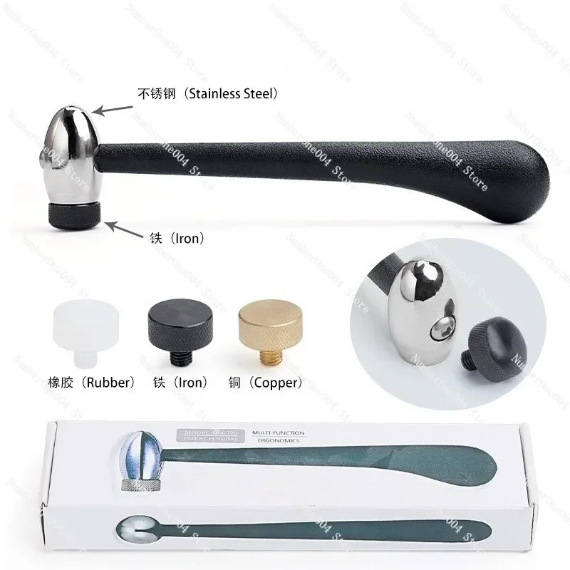 Replaceable Head Stainless Steel Hammer Metalworking Hammer Gold Silver Copper Iron Rubber  Shaping Tool