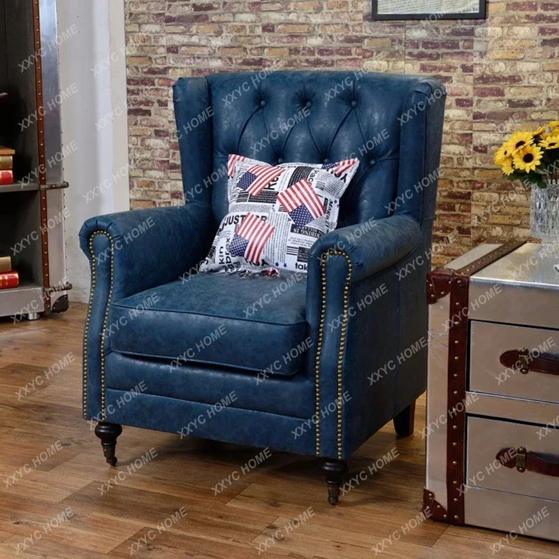 Retro Leather Chair Fine Vintage Rich Green Leather Chesterfield Chair American Style Leather Chair for Cigar Lounge