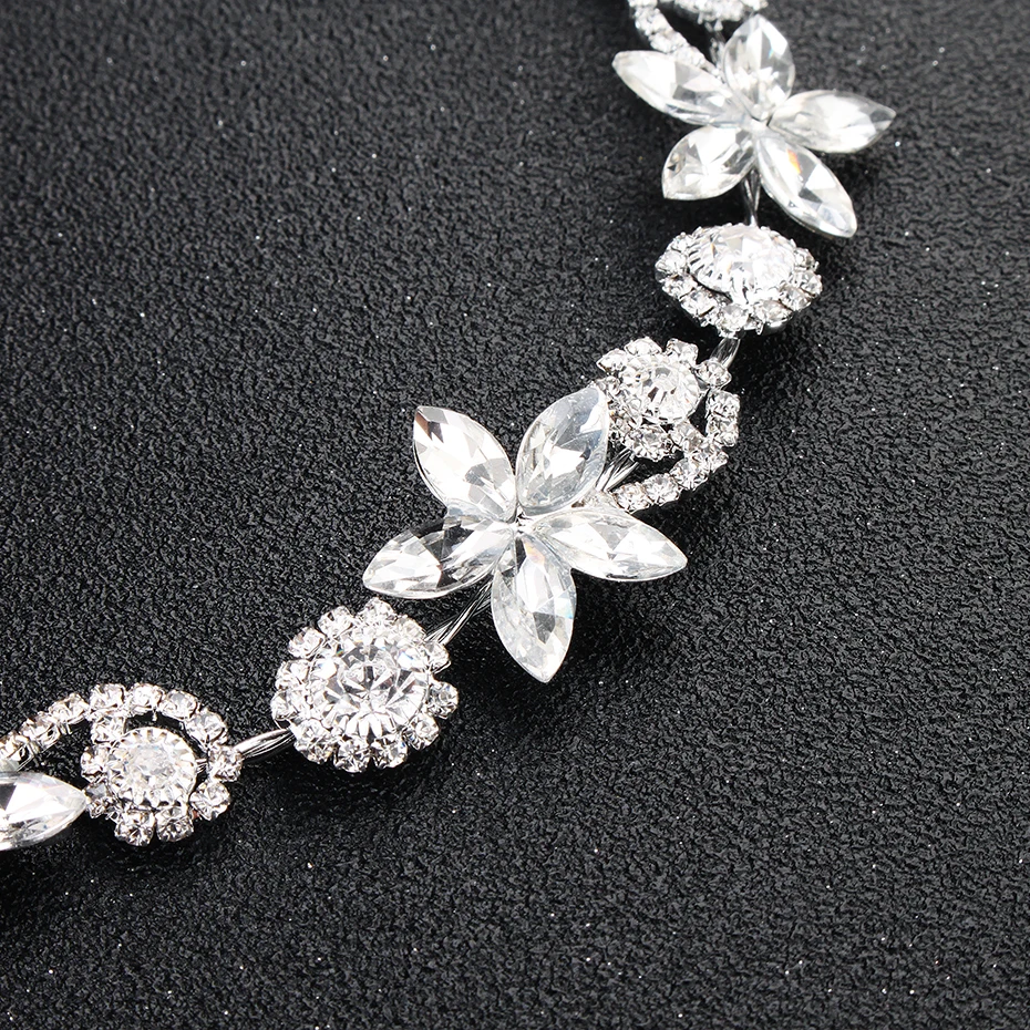 Bridal Wedding Hair Accessories Crystal Flower Pearl Headband for Women Hair Jewelry Party Bride Headpiece Bridesmaid Gift image 5