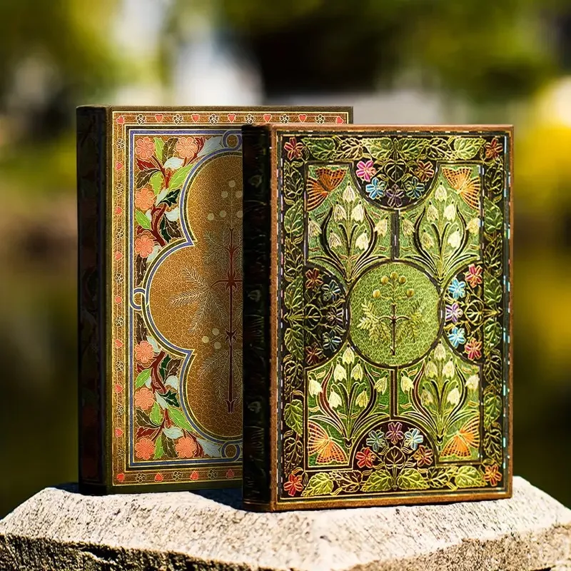 Perranco Retro Wooden Ledger Business Diary Hardcover Engraved Merchandise Gifts Olive Green Color Page