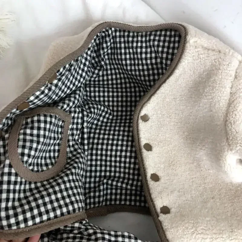 New Autumn and Winter Warm Jacket Children Two Sides Wear Plaid Plush Jacket Kids Jackets Winter Clothes for Girls DGUKYM