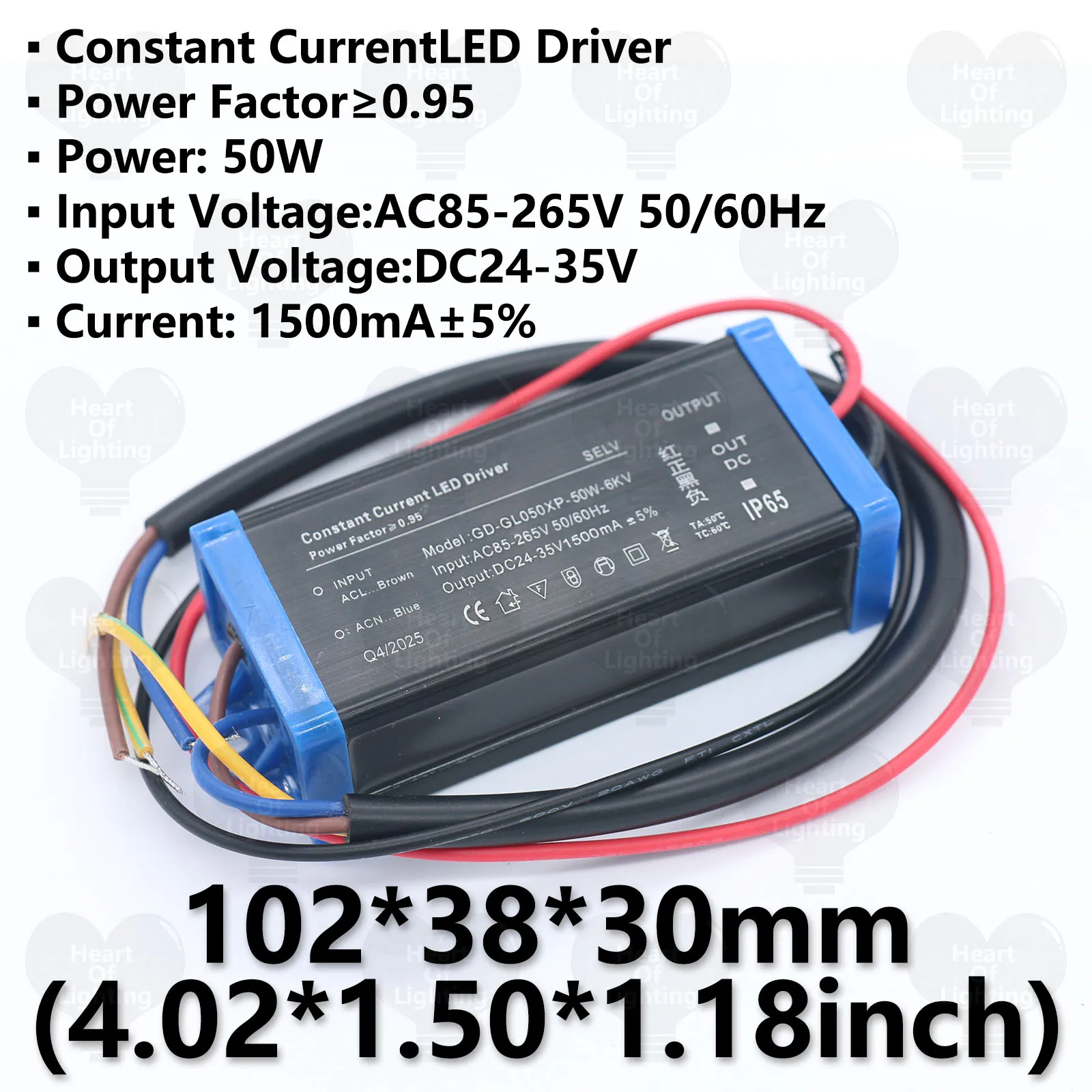 แหล่งจ่ายไฟแบบสวิตชิ่งกันน้ำสำหรับภายนอกอาคาร IP65 หม้อแปลงไฟสำหรับไฟส่องสว่าง AC110V~220V เป็น DC 24V-35V ไดรเวอร์ LED 50W 1500mA อะแดปเตอร์ DIY