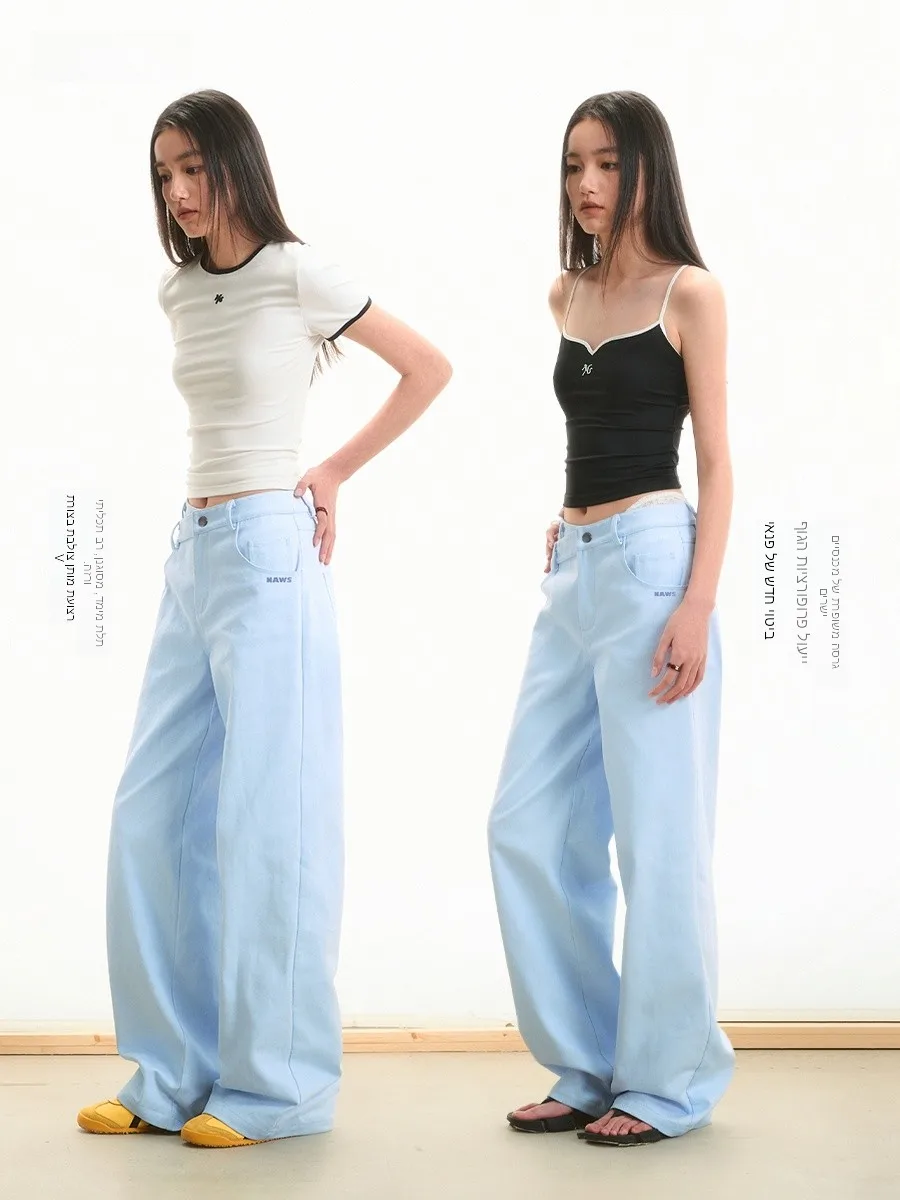 

Брюки NAWS 3 Carat Casual Straight Leg Pants Pearl Diamond Classic Versatile Slimming Casual Trousers Ladies Loose Fit l Wais...