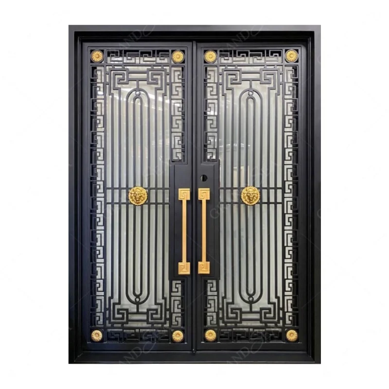 custom.Foshan Supplier European New Grill Latest Design Safety Double Entrance Iron Main Door Designs India