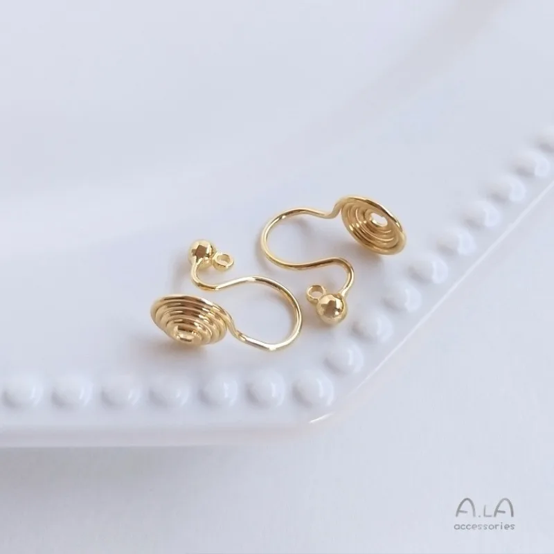 Color 14K18K Gold Without Ear Holes Pain-free Mosquito Coil Disc Earclips DIY Earrings Material Hmade Homemade Ear Jewelry
