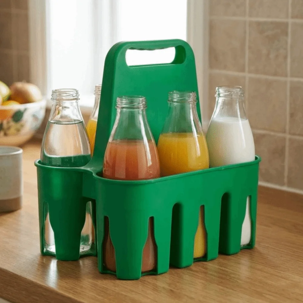 Plastic Portable Beer Holder 6 Pack Capacity Beverage Display Beer Bottle Carrier Comfortable Grip Cup Organizer Beer Basket