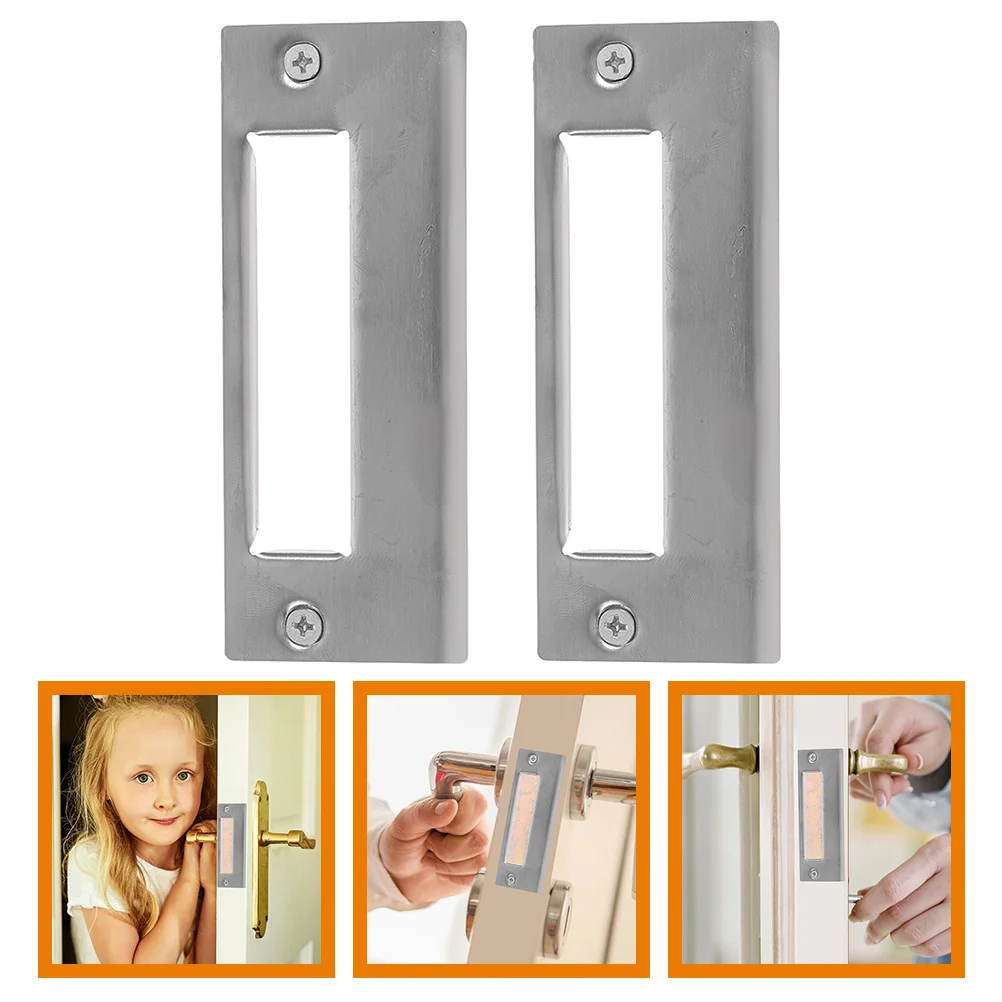 

2pcs Strike Door Hole Cover Plate Deadbolt Reinforcement Plate Durable Stainless Steel Easy Installation Conceal Door Holes