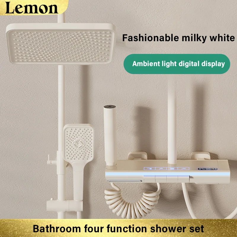 

Bathroom four-function shower set Light-sensing atmosphere light Intelligent digital display Multi-function switch