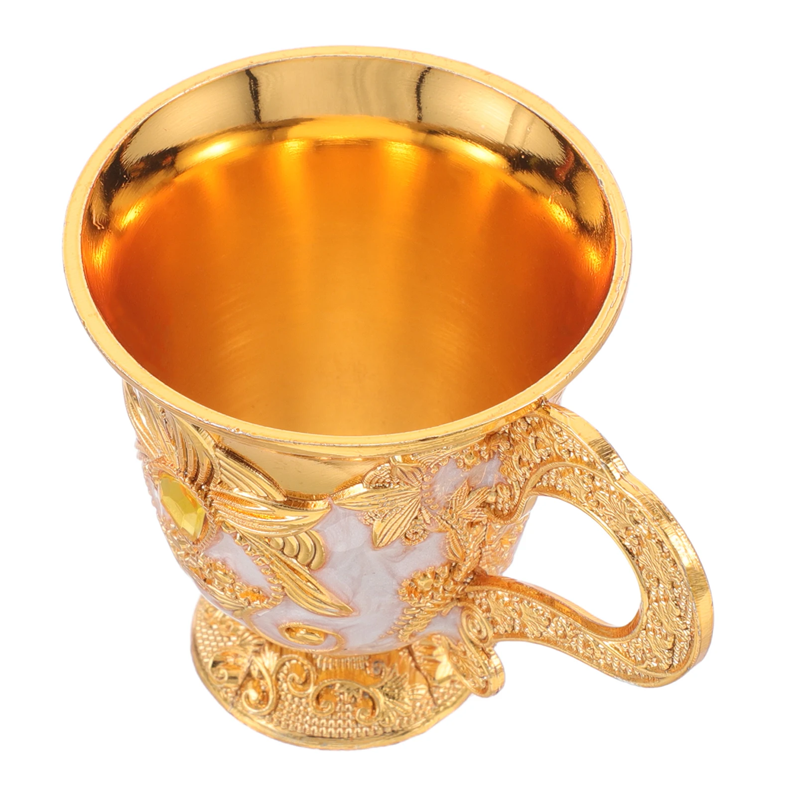 

Vintage Zinc Alloy Goblet Retro Embossed Flower Pattern Elegant Cup For Banquet Party Chalice Bar Halloween Decorations