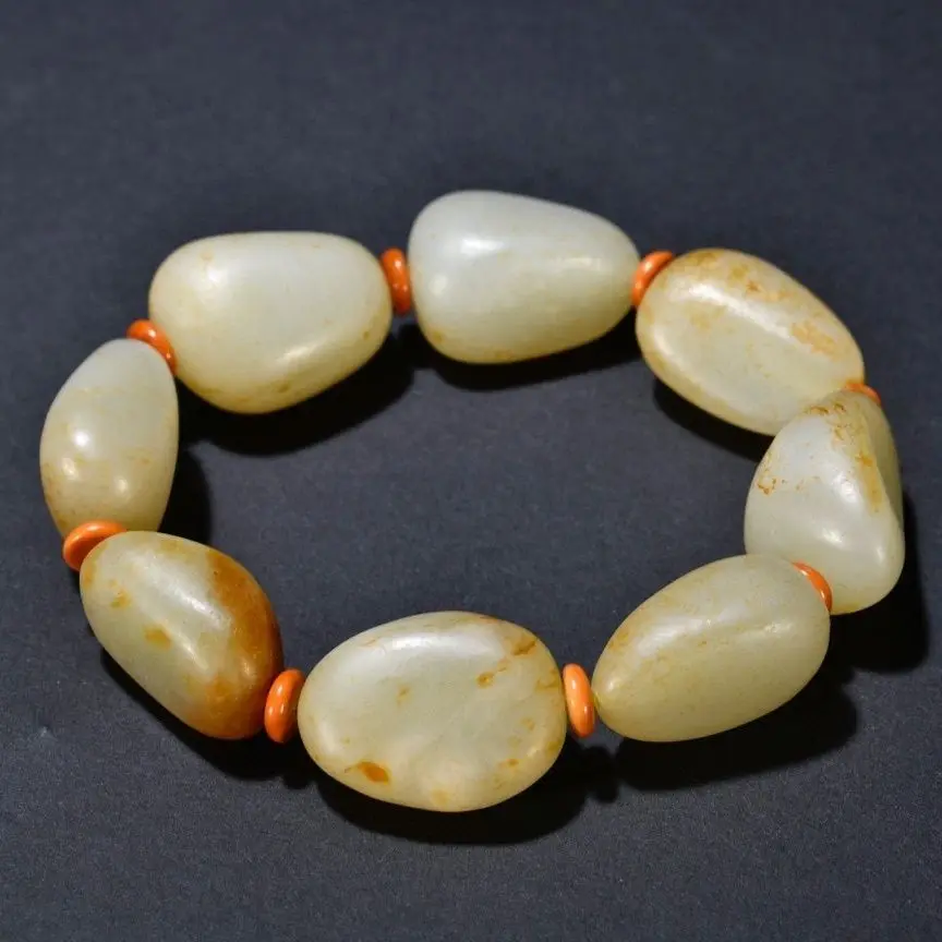 

Браслет из натурального нефрита с камнями для мужчин и женщин, изящные ювелирные изделия, натуральный китайский хитянь, необработанный нефритовый камень с кожей, браслеты из нефрита