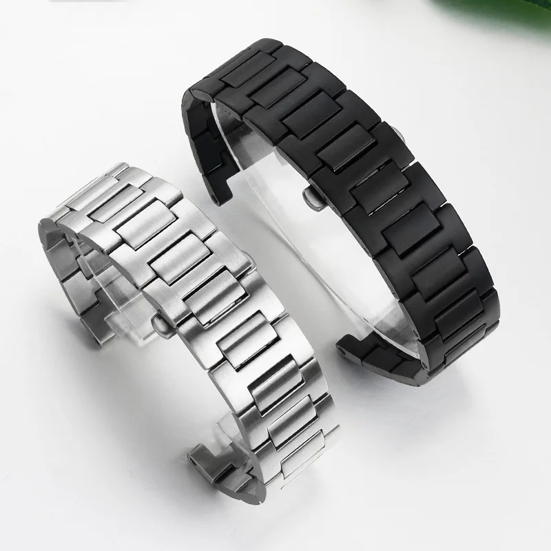 Stainless steel WATCHBAND black silver removable section adjustable watch strap accessories for Cartier PASHA series 20mm 22mm