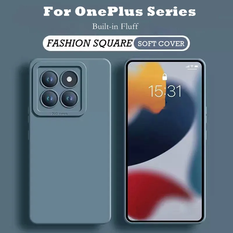 Fashion Square Silikon-Handyhülle für OnePlus 15, 15R 13, 13R 12, 12R 11, 11R, Linsenschutz, Süßigkeiten, stoßfest, weiche Abdeckung