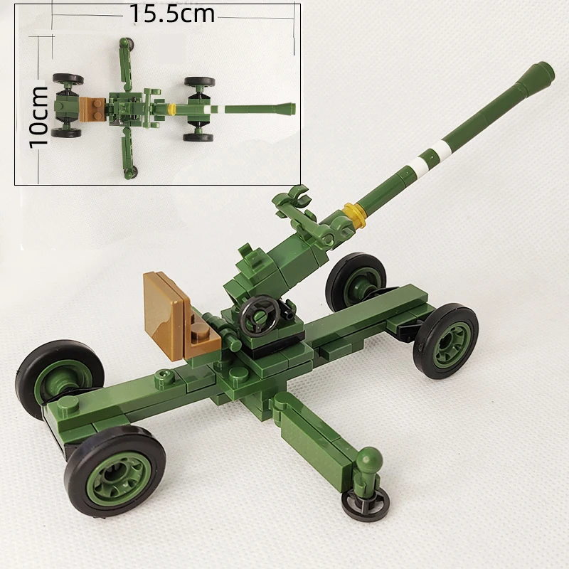 WW2 Military Weapons  Cannon Building Blocks erman Soviet Soldiers Figure Anti-tank Gun Anti-aircraft Model Assemble Kids Toys