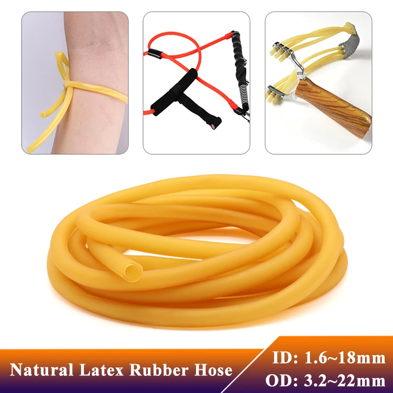 Natural Latex Rubber Tubing Tube ID 1.6 ~18mm OD 3.2~22mm Speargun Band Slingshot Catapult Tube Rubber Hose Tension Belt Yellow