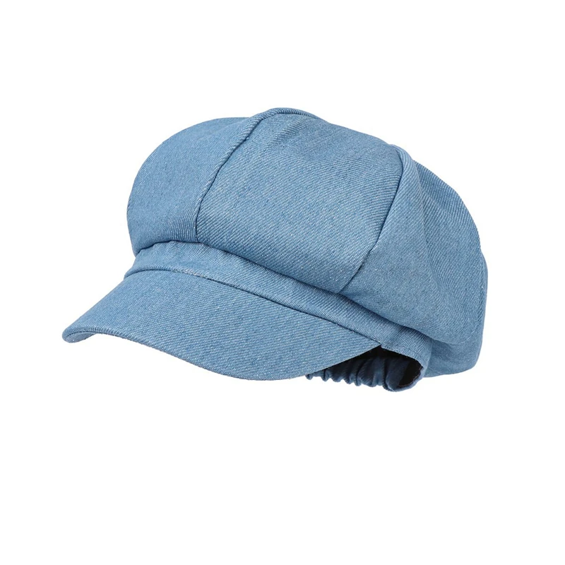 Octagonal Caps Women Hats Vintage Beret Solid Color Denim Cloth Casual Female Newsboy Cap Good Quality Painter Cap New