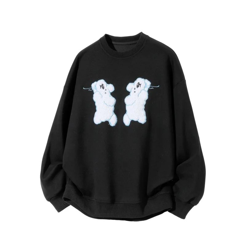 

Luxury Quality Man Long Sleeves Hoodie Puppy Towel Embroidery Korean-Style Round Neck Hood Tops Autumn Hot Leisure Mens Clothing