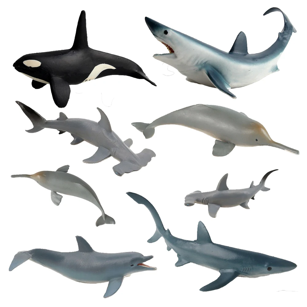 Plastic Model toys Marine Animals Figurines Shark Killer Whale Orca Beluga Seal Dolphin Figures Sealife Action Figure Kids Gifts