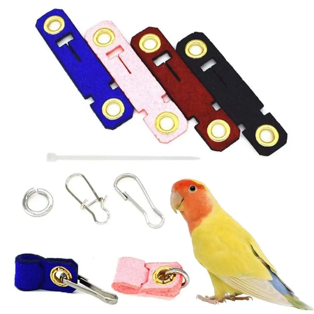 Soft Velour Leather for Sparrow Budgie Pet Accessories Bird Buckle Rings Ankle Foot Chain Parrot Leg Ring Bird Foot Cover