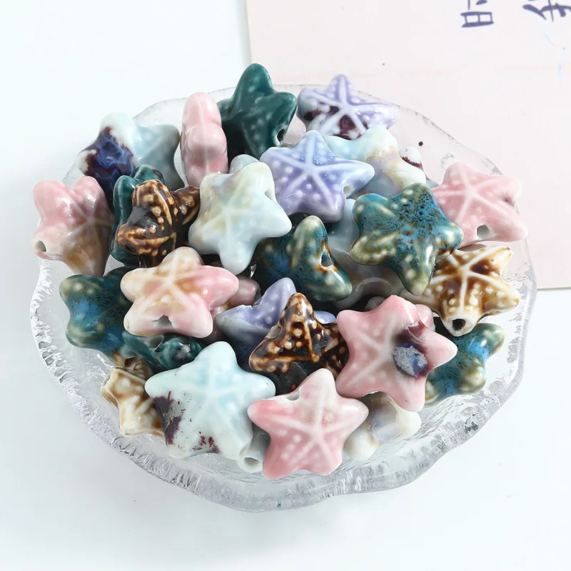 10PCS Colorful Starfish Ceramic Beads Loose Spacer Beads For Jewelry Making DIY Bracelet Necklace Accessories