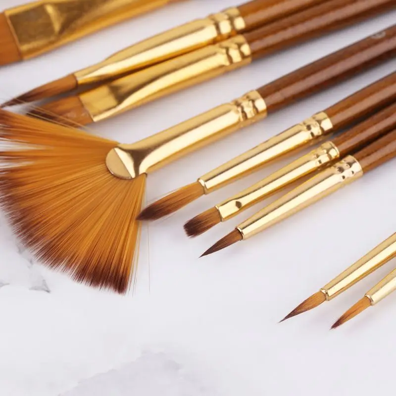 F3MA 10 pennelli per acquerello set pennelli per capelli in nylon varietà stile olio A