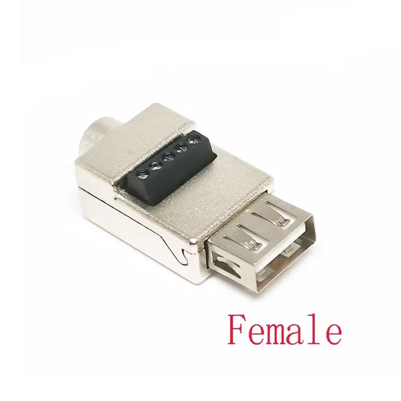 USB لحام موصل حالة معدنية الهاتف المحمول كابل شحن سريع USB لحام التوصيل USB ذكر لتقوم بها بنفسك محطة الأسلاك