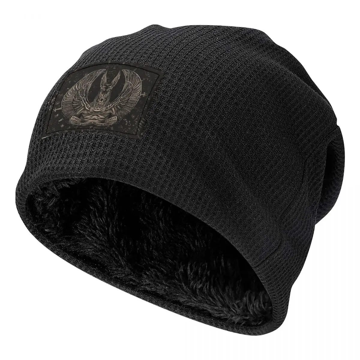 Anubis Egyptian God Sepia Men Women Adult Beanies Caps Fleece-Lined Bonnet Hat Warm Fashion Autumn Winter Outdoor Skullies Hats