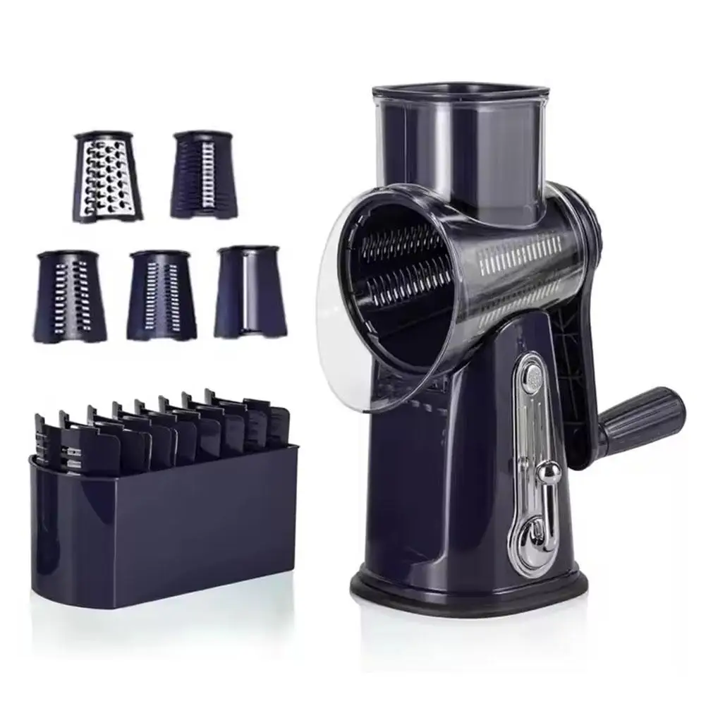 5 In 1 Rotary Cheese Grater With Handle Manual Vegetable Strong Slicer Base Graters Nuts Grinder With Shredder Suction O2d3